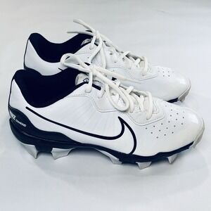 Nike Alpha Huarache 4 Keystone Cleats Youth 4.5Y White Black Baseball DJ6525-101